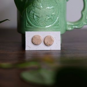 Handmade Coffee Stud Earrings Set of 2